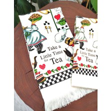 Cnr Garden 2'li Pamuklu Baskılı Havlu Seti 30X50-40X60 cm El Yüz Mutfak Havlusu Yumuşak Desenli Su Emici Set