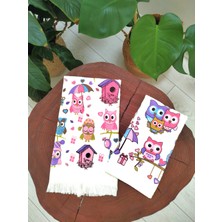 Cnr Garden 2'li Pamuklu Baskılı Havlu Seti 30X50-40X60 cm El Yüz Mutfak Havlusu Yumuşak Desenli Su Emici Set