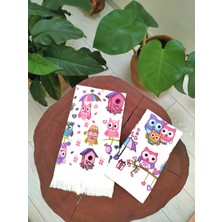 Cnr Garden 2'li Pamuklu Baskılı Havlu Seti 30X50-40X60 cm El Yüz Mutfak Havlusu Yumuşak Desenli Su Emici Set