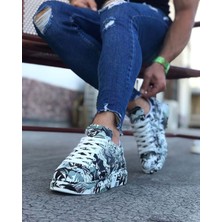 Wagoon WG501 Siyah Beyaz Boyalı Erkek Casual Ayakkabı