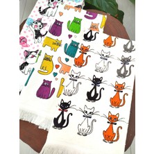 Cnr Garden 3'Lü Saçaklı Pamuklu 40x60 Cm  Pamuk Baskılı Havlu Seti El Yüz Mutfak Havlusu Yumuşak Desenli Su Emici Set