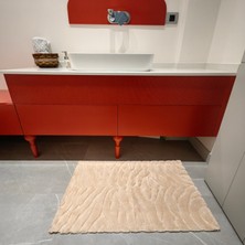 Bej Modern Desenli %100 Pamuk Inopoli Banyo Paspası Veya Banyo Halısı