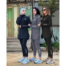 MİMİ LUXURY WEAR Lacivert Kadın Fermuarlı Dalgıç Kumaş Standart Kalıp Jogger Eşofman Takımı 358