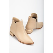 Dilimler Ayakkabı Kadın Kısa Topuklu Bot Nude Yüzlü Model Galvaniz Ökçeli