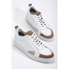 Dilimler Ayakkabı Erkek Günlük Ayakkabı Beyaz Havuzlu Taban Bağlı