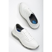 Dilimler Ayakkabı Deri Erkek Günlük Ayakkabı Beyaz Eva Taban Yüzü Dikişli