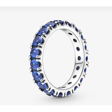 Hector Co Jewellery Tarz Mavi Işıltılı Tam Tur Taşlı Yüzük