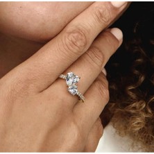 Hector Co Jewellery Işıltılı Çift Kalpli Yüzük Gold