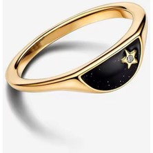 Hector Co Jewellery 925 Ayar Gold Renk Iki Yarı Parçalı Mine Mühür Yüzük