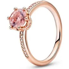 Hector Co Jewellery P.şeffaf Işıltılı Taç Tektaş Yüzük Rose