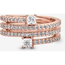 Hector Co Jewellery Tarz Işıltılı Üçlü Spiral Yüzük