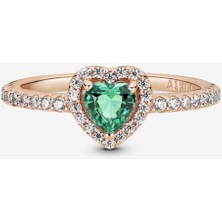 Hector Co Jewellery Işıltılı Yüksek Kalp Taşlı Yüzük Yeşil