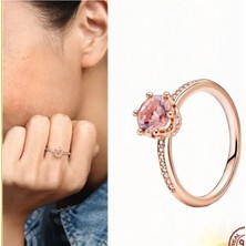 Hector Co Jewellery P.şeffaf Işıltılı Taç Tektaş Yüzük Rose