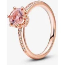 Hector Co Jewellery P.şeffaf Işıltılı Taç Tektaş Yüzük Rose