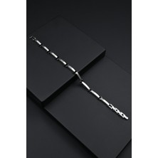 Frnch 316L Çelik Italyan Model Gümüş-Siyah Renk Erkek Bileklik FRJ12298-3298-AB2