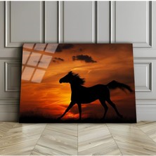 Harikabirev Kırılmaz Cam (Temperli) Günbatımı Manzara & At Tablosu