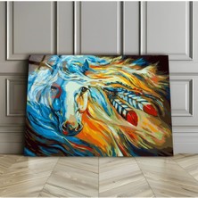 Harikabirev Kırılmaz Cam (Temperli) Sarı-Mavi At Tablosu 01