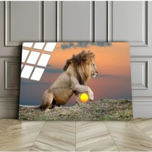 Harikabirev Kırılmaz Cam (Temperli) Canlı Renkler Aslan Tablo 1