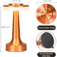 Kenly Retro Şarjlı Dekoratif Dokunmatik Metal Masa Lambası 3 Renk