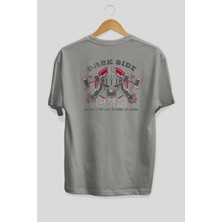 Ankhises Darth Vader Gym Arka Baskılı Gri Oversize T-Shirt Bisiklet Yaka Pamuk Erkek Kadın