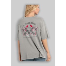 Ankhises Darth Vader Gym Arka Baskılı Gri Oversize T-Shirt Bisiklet Yaka Pamuk Erkek Kadın