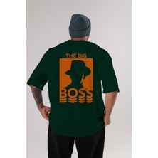 Ankhises The Big Boss Arka Baskılı Zümrüt Yeşili Oversize T-Shirt Erkek Kadın Bisiklet Yaka