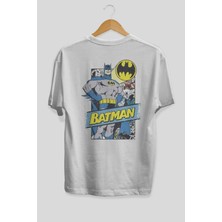ankhisesBatman (26) Arka Baskılı Beyaz Oversize T-Shirt Bisiklet Yaka Pamuk Erkek Kadın