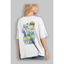 ankhisesBatman (26) Arka Baskılı Beyaz Oversize T-Shirt Bisiklet Yaka Pamuk Erkek Kadın