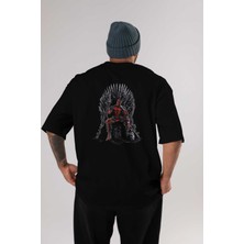 ankhisesDeadpool (6) Arka Baskılı Siyah Oversize T-Shirt Bisiklet Yaka Pamuk Erkek Kadın