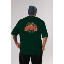 Ankhises Newyork Style Arka Baskılı Zümrüt Yeşili Oversize T-Shirt Erkek Kadın Bisiklet Yaka