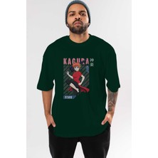 Ankhises Kagura Gıntama 1 Anime Ön Baskılı Zümrüt Yeşili Oversize T-Shirt Erkek Kadın