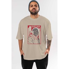 Ankhises Sukuna Anime Ön Baskılı Bej Oversize T-Shirt Erkek Kadın