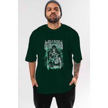 Ankhises Bleach(Ulquıarra) Anime Ön Baskılı Zümrüt Yeşili Oversize T-Shirt Erkek Kadın