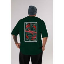 Ankhises King Of The Darkside Arka Baskılı Zümrüt Yeşili Oversize T-Shirt Unisex Erkek Kadın Bisiklet Yaka
