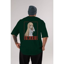 Ankhises Umaru Doma 2 (2) Anime Arka Baskılı Zümrüt Yeşili Oversize T-Shirt Pamuk Erkek Kadın