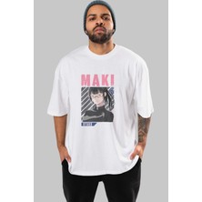 ankhisesMaki Zenin Chaınsawman 1 Anime Ön Baskılı Beyaz Oversize T-Shirt Erkek Kadın