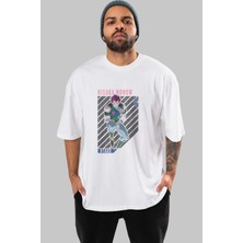 ankhisesHisoka Morow 2 2 Anime Ön Baskılı Beyaz Oversize T-Shirt Erkek Kadın