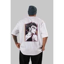 ankhisesDaki Demıon Slayer Anime Arka Baskılı Beyaz Oversize T-Shirt  Pamuk Erkek Kadın