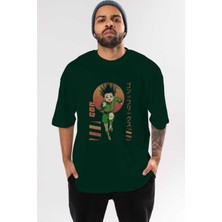 Ankhises Gon Freecss Hunter x Hunter 2 Anime Ön Baskılı Zümrüt Yeşili Oversize T-Shirt Erkek Kadın