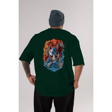 Ankhises One Pıece (7) Anime Arka Baskılı Zümrüt Yeşili Oversize T-Shirt Pamuk Erkek Kadın