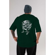 Ankhises No Pain No Gain Arka Baskılı Zümrüt Yeşili Oversize T-Shirt Unisex Erkek Kadın Bisiklet Yaka