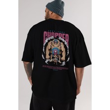 ankhisesTony Tony Chopper Anime Arka Baskılı Siyah Oversize T-Shirt Erkek Kadın