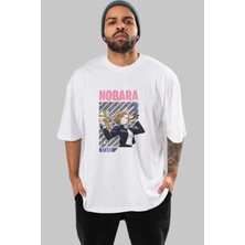 ankhisesNobara Kugisaki 6 Anime Ön Baskılı Beyaz Oversize T-Shirt Erkek Kadın