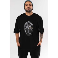 ankhisesMonkey D. Garp Anime Ön Baskılı Siyah Oversize T-Shirt Erkek Kadın