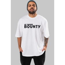 ankhises Iki Tane Bounty Ön Baskılı Beyaz Oversize T-Shirt Erkek Kadın Bisiklet Yaka