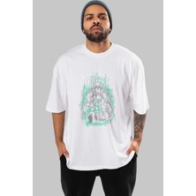 ankhises Bleach(Ulquıarra) Anime Ön Baskılı Beyaz Oversize T-Shirt Erkek Kadın