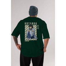 Ankhises Kotarou Katsura Gıntama Anime Arka Baskılı Zümrüt Yeşili Oversize T-Shirt Pamuk Erkek Kadın