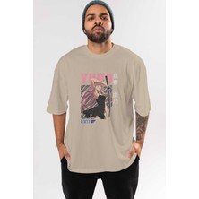 Ankhises Yuno Gasai 5 Anime Ön Baskılı Bej Oversize T-Shirt Erkek Kadın