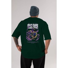 Ankhises Boa Hancock Anime Arka Baskılı Zümrüt Yeşili Oversize T-Shirt Pamuk Erkek Kadın