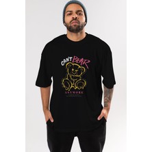 ankhisesCant Bear Anymore Ön Baskılı Siyah Oversize T-Shirt  Erkek Kadın Bisiklet Yaka